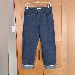 La Garçonne Moderne Selvage Denim Blue Jeans, Size 29